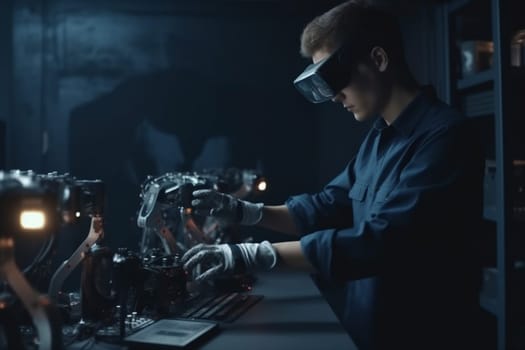 3d man computer robot virtual three-dimensional innovation glasses future engineer technology robotic. Generative AI.