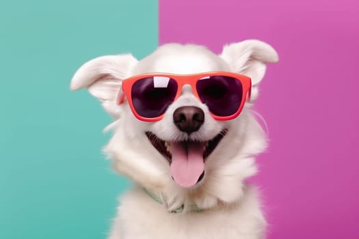 dog portrait isolated animal funny cute smile pet background canine sunglasses. Generative AI.