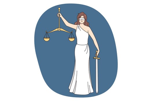 Lady justice blindfolded hold sword and scales