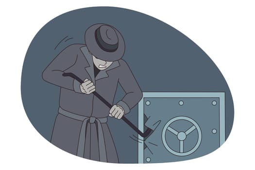 Male thief break vault for money robbery
