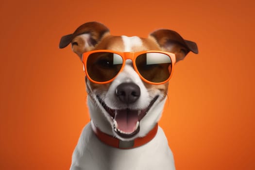 isolated dog smile sunglasses funny portrait cute animal background canine pet. Generative AI.