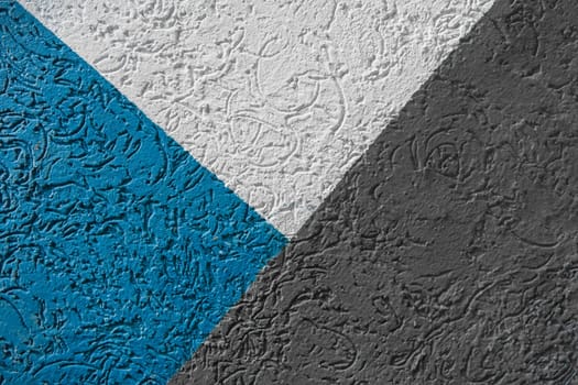 Blue, White And Dark Black Three Color Plaster Wall Texture Design Rough Pattern Abstract Stucco Grunge Background