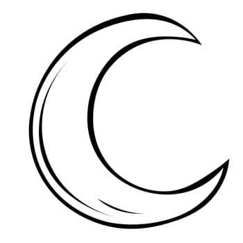 Black and white Hand drawn crescent moon. Vector illustration