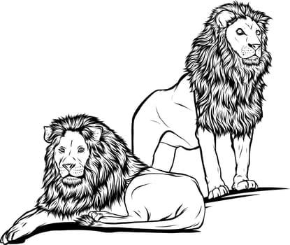 vector illustration of Lion Logo Monochrome Design Style
