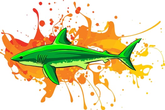 Cute green decorative grandpa shark. Vector illustration