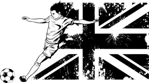 football Soccer player kicking ball. Vector illustration
