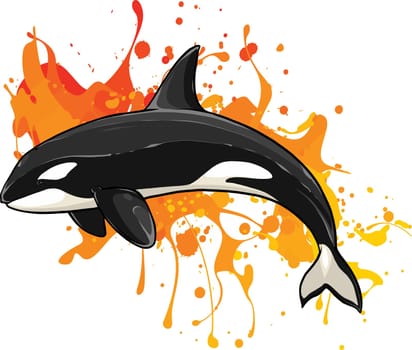 orca underwater killer whale sign logo emblem vector illusration