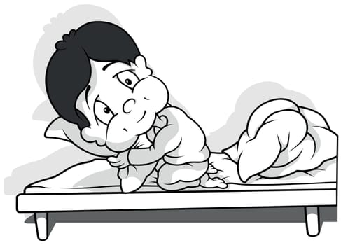 Drawing of a Boy in Pajamas in Bed