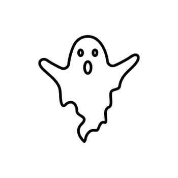 Cute Halloween Ghost Line Icon. Spooky and Scary Monster Halloween Outline Pictogram. Funny Dark Ghost under Sheet for Halloween Linear Icon. Editable Stroke. Isolated Vector Illustration