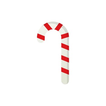 Candy Cane Striped in Christmas Colours on White Background. Party Treats and Tasty Candy. Delicious Lollipop Illustration. Isolated Vector