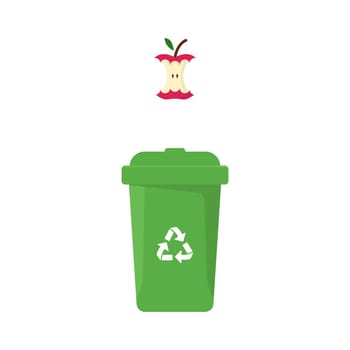 Dustbin Container or Recycle Bin for Organic Waste. Plastic Bin for Food Trash Separation on White Background. Isolated Vector Illustration