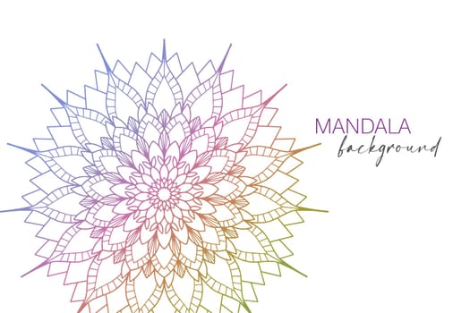 Trendy mandala background in rainbow colors, decoration for banner