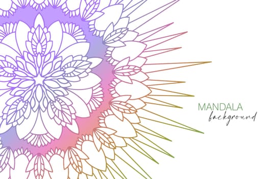 Bright background with mandala in doodle style with gradient, decoration for banner