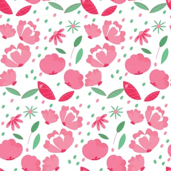 Vector seamless spring floral pattern with small pink flowers on a white background. Vector illustration