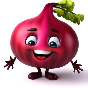 Cute cartoon 3d character of smiling beetroot