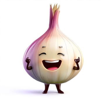 Cute cartoon 3d character of smiling onion