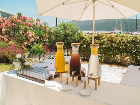 Summer drinks on bar outdoor wedding party and event