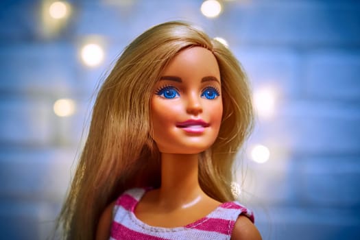 Barbie doll head close-up. The most popular doll in the world