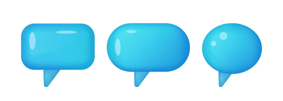 3d blue speech bubble, social media chat message icon.