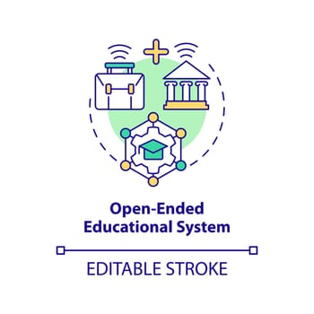 Open ended educational system concept icon