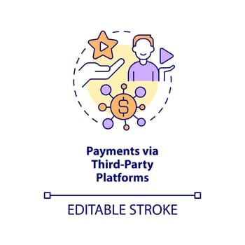 Payments via third party platforms concept icon