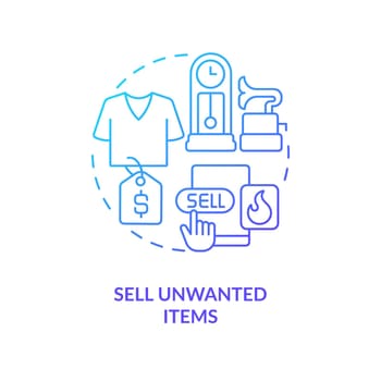 Sell unwanted items blue gradient concept icon