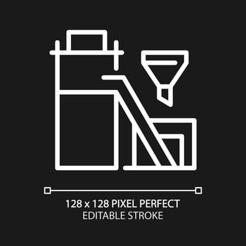Coal preparation plant pixel perfect white linear icon for dark theme