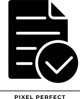 Document with check mark black glyph icon