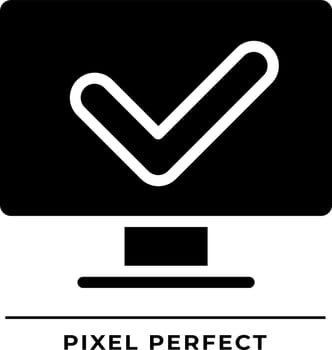 Computer with check mark black glyph icon