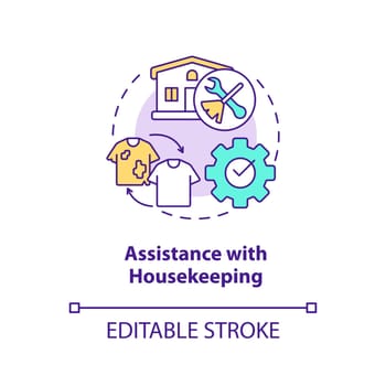 Assistance with housekeeping concept icon