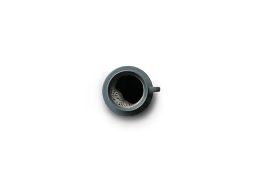 Black coffee in cup and saucer isolated on white background with clipping path inside