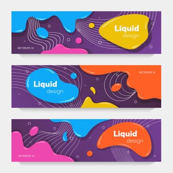 Set of colorful brochures in liquid style