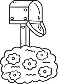 Mail Box Isolated Coloring Page for Kids