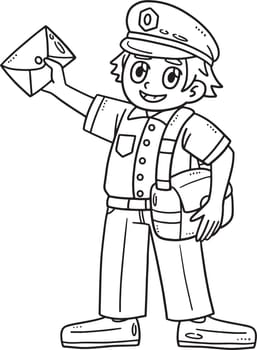Postman Isolated Coloring Page for Kids