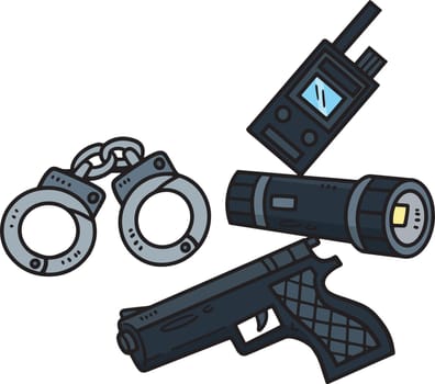 Police Officer Equipment Cartoon Colored Clipart