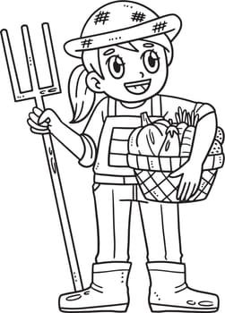 Farmer with Harvest Isolated Coloring Page