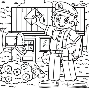 Labor Day Postman Delivering Letters Coloring Page