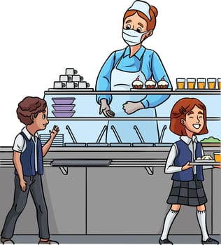 Lunch Lady Cartoon Colored Clipart Illustration
