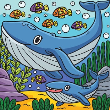 Whale Animal Colored Cartoon Illustration