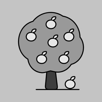 Apple tree isolated vector grayscale icon