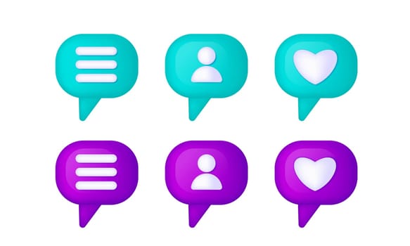 3d speech bubble. Social media like icon concept. Comment and Follower.