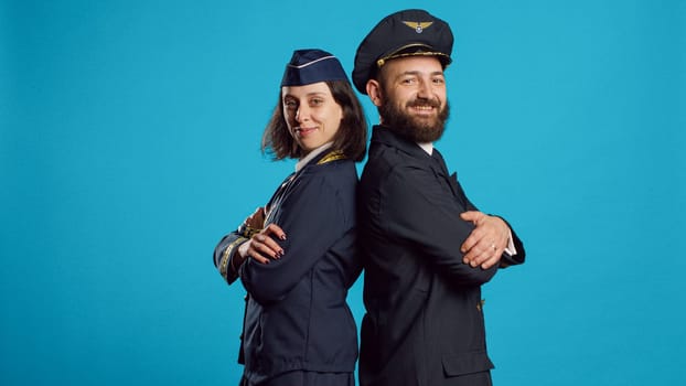Aircrew members posing with confidence on camera