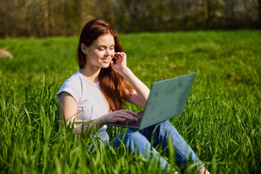 woman with laptop outdoors