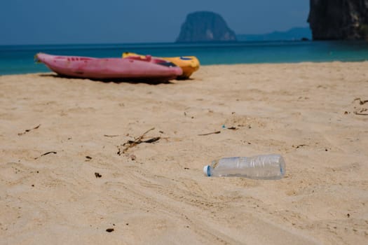 plastic bottle on a beach in Thailand