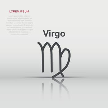 Vector virgo zodiac icon in flat style. Astrology sign illustration pictogram. Virgo horoscope business concept.