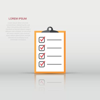 Vector to do list icon in flat style. Checklist, task list sign illustration pictogram. Reminder business concept.