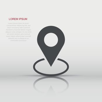Vector pin location icon in flat style. Navigation map, gps sign illustration pictogram. Pin business concept.