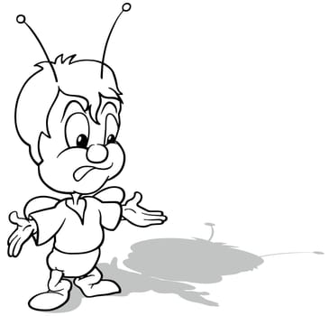 Drawing of a Discussing Beetle with Open Arms