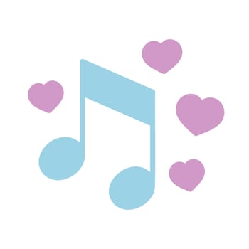 Musical note with heart sign vector glyph icon