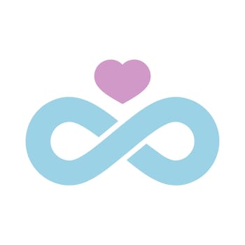 Infinity sign and heart symbol of eternal love